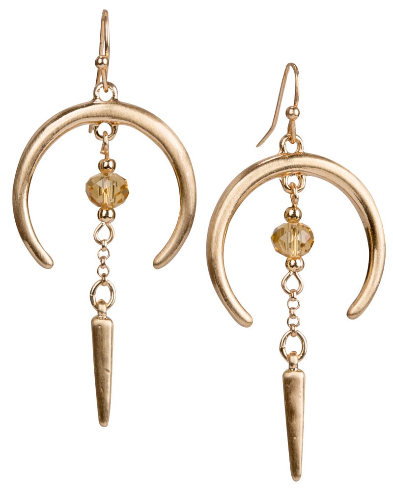 SPUNKYsoul Boho Earrings Crescent Horn and Faceted for Women (Gold) - Image 1